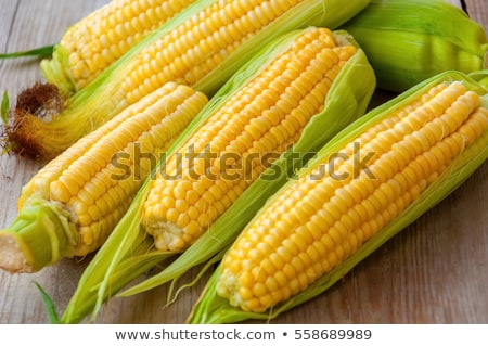 Foto stock: Corn Cob On Rustic Wooden Table