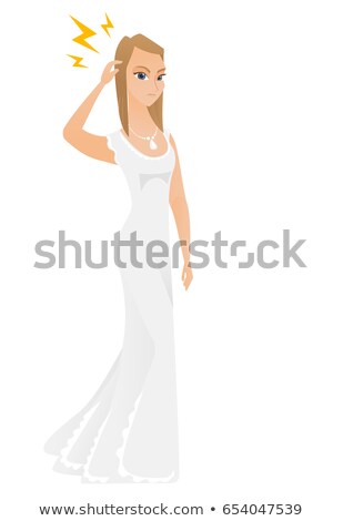 Foto stock: Caucasian Fiancee With Lightning Over Head
