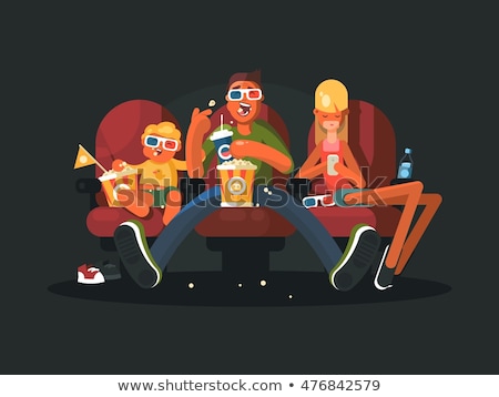 Foto stock: Teens Girls Cinema Movie Illustration