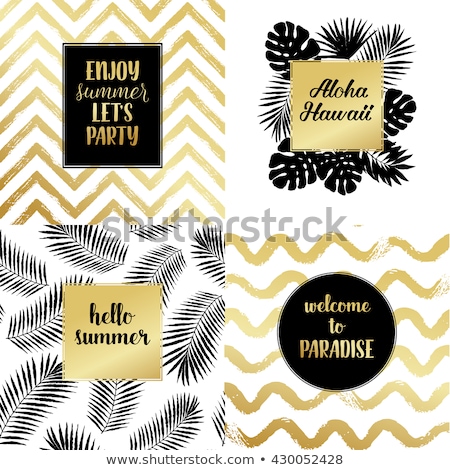 Foto stock: Vector Hello Summer Holiday Illustration With Typography Letter And Vintage Wood Board On Blue Backg