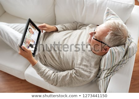 Stock fotó: Senior Man Having Video Chat With Pharmacist