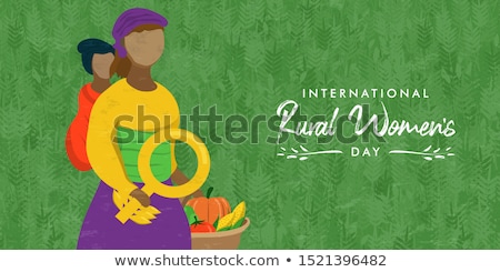 Сток-фото: Rural Womens Day Card Of Farmer Worker Woman
