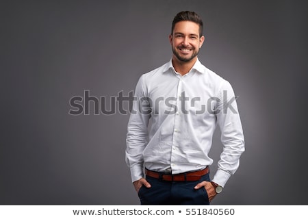 Stok fotoğraf: Portrait Of Handsome Young Man In A White Shirt