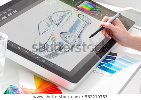 Stok fotoğraf: Designer Drawing On Graphic Tablet