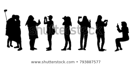 Foto stock: Woman Making Selfie Vector Illustration