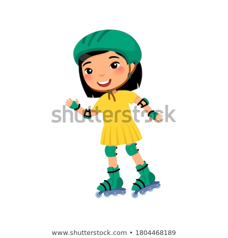 Сток-фото: Roller Skates Vector Modern Children Outdoor Activity Isolated Flat Cartoon Illustration