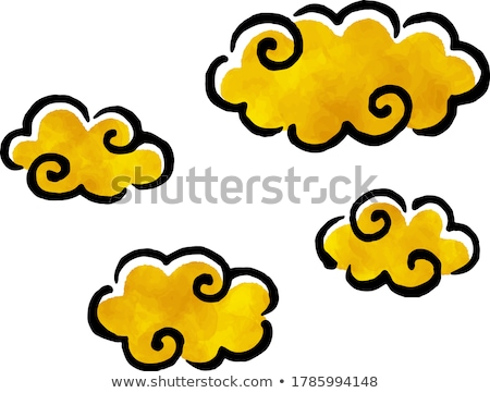 Stock foto: Gold Japanese Style Deformed Cloud Set