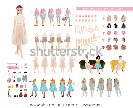 ストックフォト: Animate Character Young Lady Personage Constructor Different Woman Postures Face Legs Hands Ac