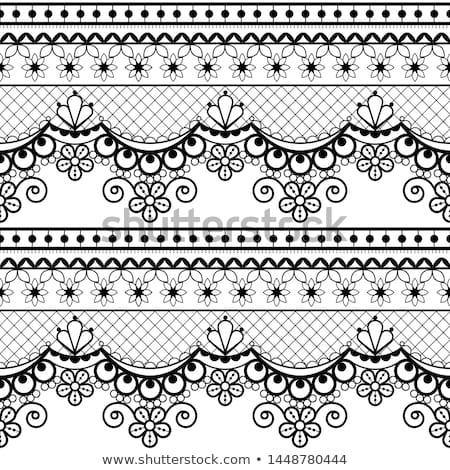 Zdjęcia stock: Wedding Lace French Or English Seamless Pattern Set Black Ornamental Repetitive Design With Flowers