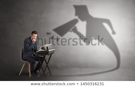 Stock photo: Businessman Shadow Yelling To Himself Concept