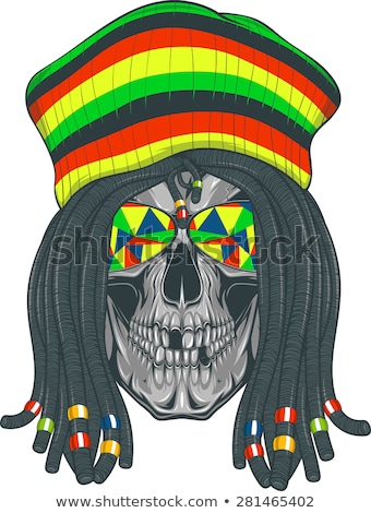 Stok fotoğraf: Rastafarian Isolated Vector Skull With Dreadlocks