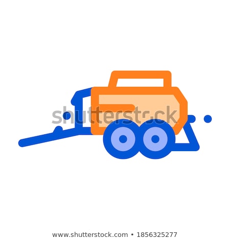 Сток-фото: Hay Pressing Trailer Vehicle Vector Thin Line Icon