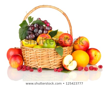 Foto stock: Fresh Organic Green Orange Fruits In Wicker Basket