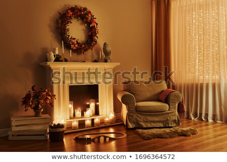 Сток-фото: Room With Sofa And Fireplace