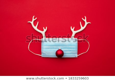 Stock foto: Merry Christmas Card With Red Bauble