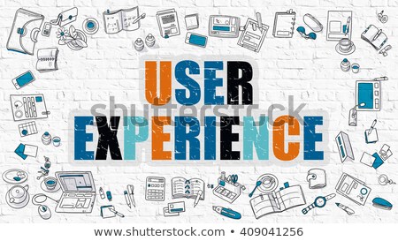 Stok fotoğraf: Multicolor User Experience On White Brickwall Doodle Style