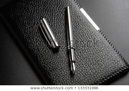 Stock fotó: Black Business Card With Luxury Silver Pen