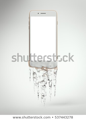 Foto d'archivio: White Frozen Phone With Icicles 3d Rendering