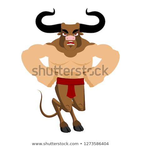 Foto stock: Minotaur Ancient Greek Mythical Beast Monster With Bull Head