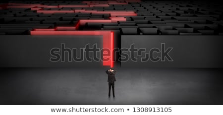 Stockfoto: Businessman Starting A Stated Dark Labyrinth