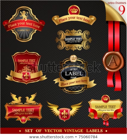 Foto d'archivio: Collection Of Red Wax Stamp Set Copy Space Vector