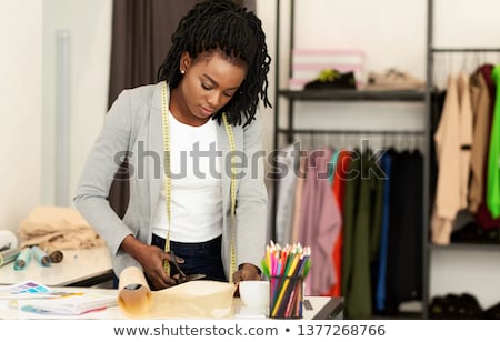 ストックフォト: Stylish Fashion Designer Working As Fashion Designers Measure As