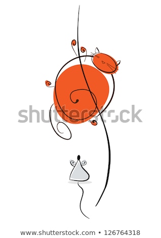 Stock photo: Plump Red Cat Runs Away From The Mouse