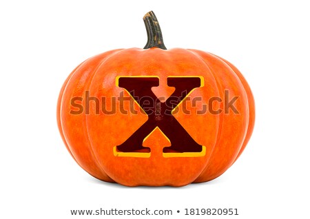 Stockfoto: X Letter Carved On Pumpkin Jack Lantern