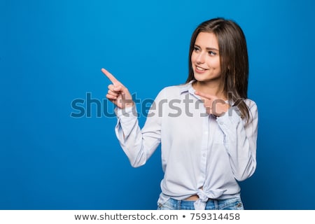 Stock fotó: Long Haired Brunette Pointing A Finger