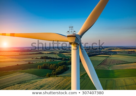 Stok fotoğraf: Wind Turbines At Sunset