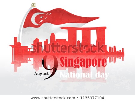 Stock photo: Singapore Flag With Fireworks