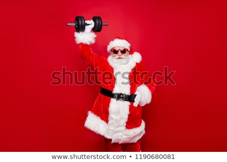 ストックフォト: Santa Claus Strong Powerful Old Man With Big Muscles Fitness C