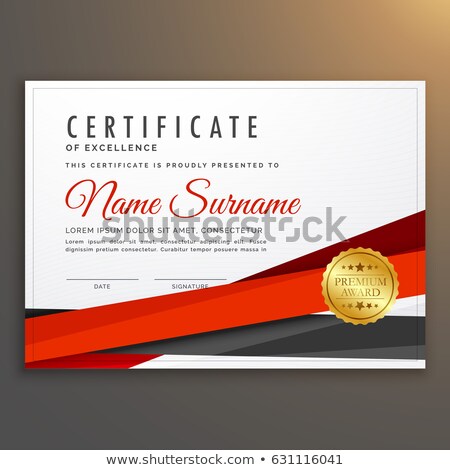 Foto stock: Clean Modern Certificate Of Excellence Design With Red Ribbon St