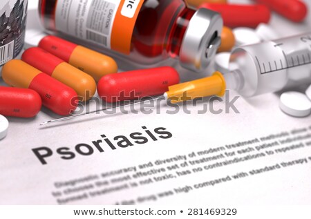 Zdjęcia stock: Psoriasis - Printed Diagnosis On Red Background