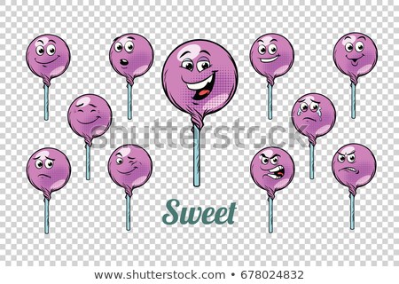 Stockfoto: Round Lollipop Candy Emotions Characters Collection Set