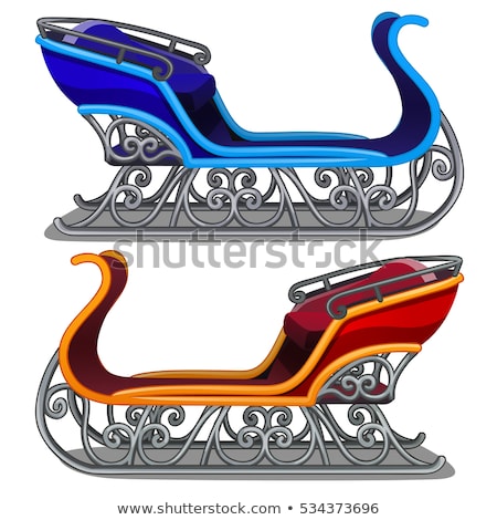 Set Of Iron Sleigh Of Santa Claus Blue And Red Color Isolated On White Background Vector Cartoon Cl Foto stock © lady-luck