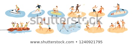 Сток-фото: Boating Activity In Summer Vector Illustration
