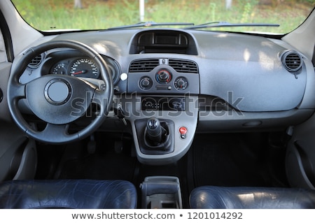 Zdjęcia stock: Modern Car Interior With Sunlight With White Scale And Arrow