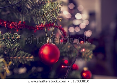 Stockfoto: Hanging Ornaments On A Christmas Tree