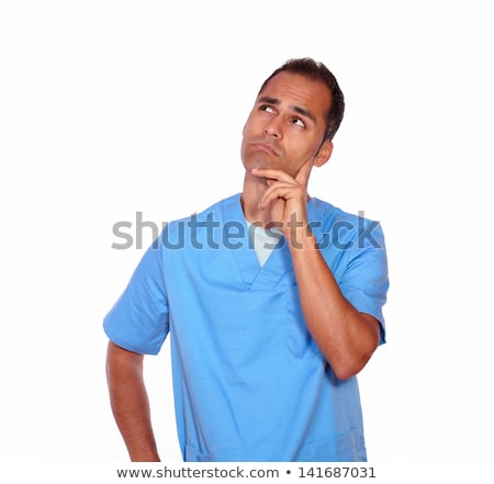 Stock fotó: Reflective Nurse Standing On Blue Uniform