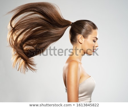 ストックフォト: Closeup Woman Face Portrait With Flying Hair