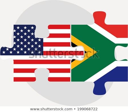 Stok fotoğraf: Usa And South Africa Flags In Puzzle