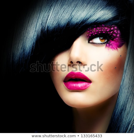 Stok fotoğraf: Woman With Fashion Feather Eyelashes Make Up