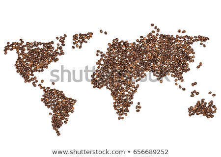 Stock fotó: Globe With World On Heap Of Whole Coffee Beans