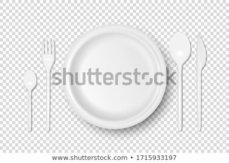 ストックフォト: Plate Empty Isolated Empty Dish Cutlery To Eat On White Backgr