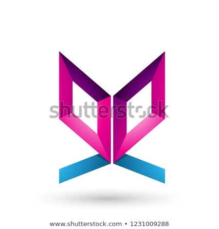 ストックフォト: Magenta And Blue Double Sided Butterfly Like Letter E Vector Ill