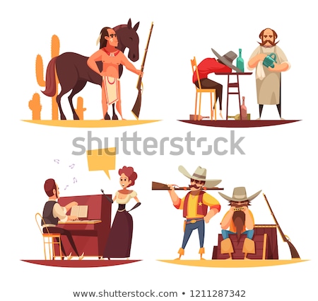 Stock foto: Wild West Flat Concept Icons