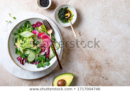 [[stock_photo]]: Fresh Watermelon Radish Salad Vegan Vegetarian Clean Eating Dieting Food Concept