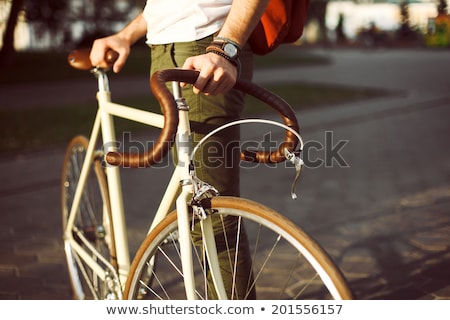 Сток-фото: Hipster Man With Fixed Gear Bike And Backpack