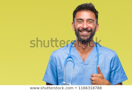 Stock foto: Smiling Indian Male Doctor Showing Ok Gesture